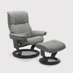 Stressless Mayfair Medium Recliner Chair & Stool, Grey Leather - Barker & Stonehouse