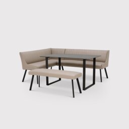 Belize Right Hand Corner Dining Set, Neutral Ceramic - Barker & Stonehouse - thumbnail 2