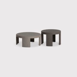 Capella Coffee Table Set Of 2, Round, Grey Wood - Barker & Stonehouse