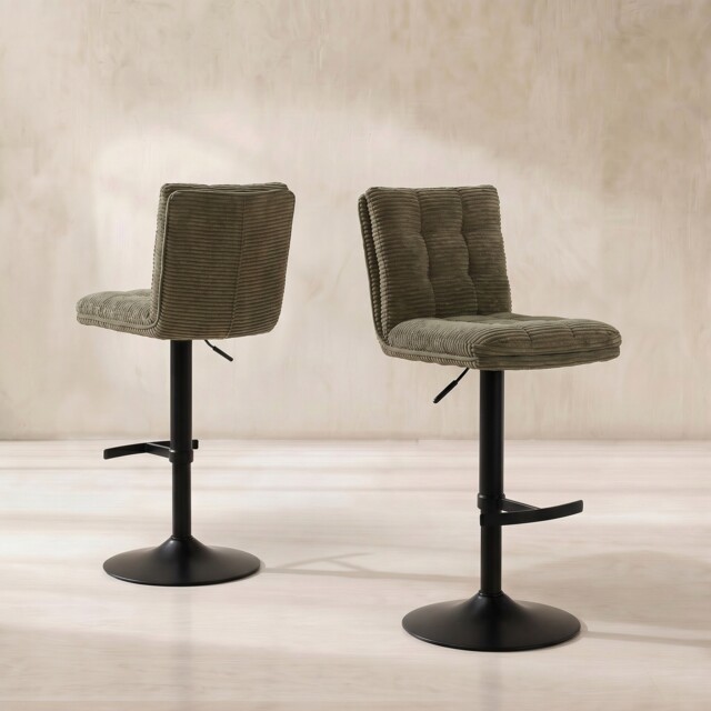 Odine Swivel Bar Stool 360 Swivel Adj Height, Green Fabric - Barker & Stonehouse - image 1