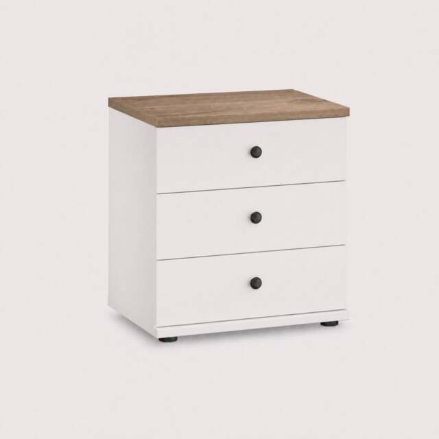 Varese 3 Drawer Bedside Cabinet, White - Barker & Stonehouse - image 1