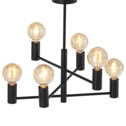 Black 6 Bulb Pendant Light Metal - Barker & Stonehouse - thumbnail 3