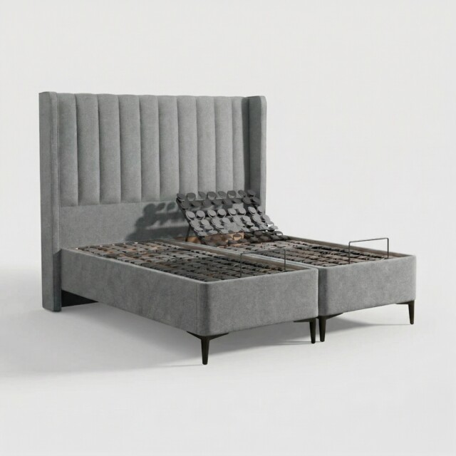 Tempur Suffolk King Slim Disc Adj Divan Bed, Grey Fabric - Barker & Stonehouse - image 1