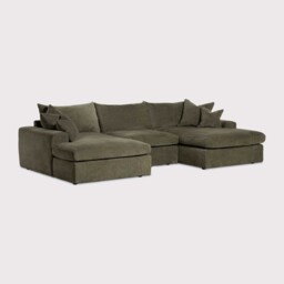 Alaska U Shaped Corner Sofa, Green Velvet - Barker & Stonehouse