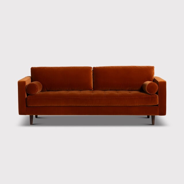 Hemingway 3 Seater Sofa, Orange Velvet - Barker & Stonehouse - image 1