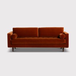 Hemingway 3 Seater Sofa, Orange Velvet - Barker & Stonehouse