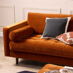 Hemingway 3 Seater Sofa, Orange Velvet - Barker & Stonehouse - thumbnail 4