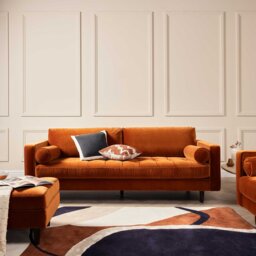 Hemingway 3 Seater Sofa, Orange Velvet - Barker & Stonehouse - thumbnail 2