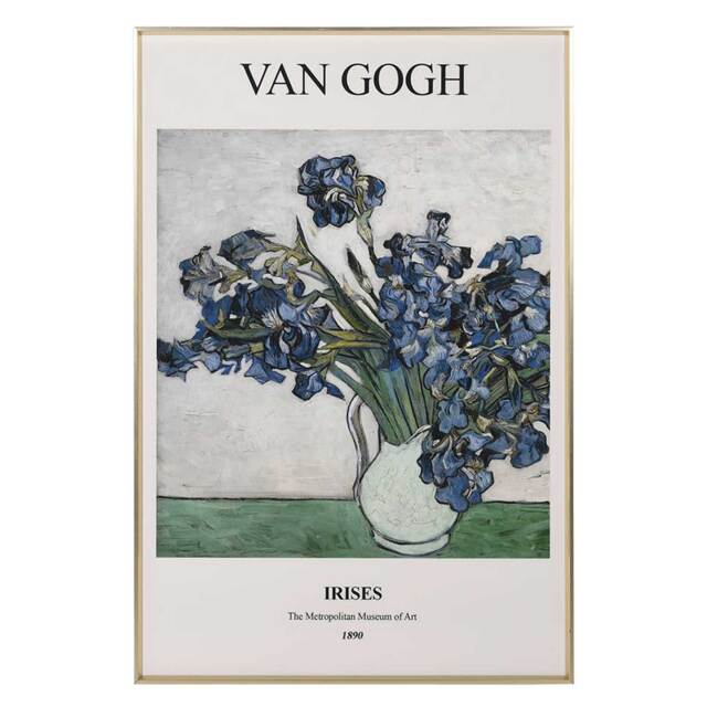 Van Gogh Irises Framed Print, Square, Blue Wood - Barker & Stonehouse