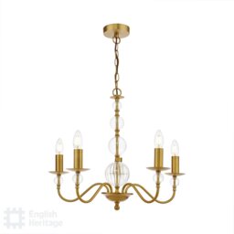 Wrest Park 5 Light Pendant, Gold Metal - Barker & Stonehouse