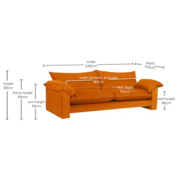 Hoxton Extra Large Sofa, Orange Fabric - Barker & Stonehouse - thumbnail 4