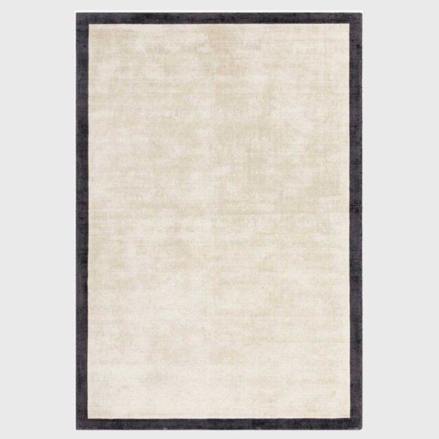 Tyde Border Rug 160x230cm Putty/Charcoal, Square, Neutral Viscose - Barker & Stonehouse