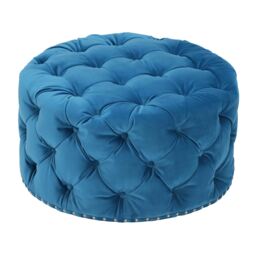 Timothy Oulton Lord Digsby Round Medium Footstool, Blue Fabric - Barker & Stonehouse - thumbnail 2