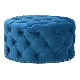 Timothy Oulton Lord Digsby Round Medium Footstool, Blue Fabric - Barker & Stonehouse - thumbnail 6