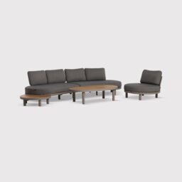 Zamora Garden 3STR Curved Sofa, Teak, Grey - Barker & Stonehouse - thumbnail 6