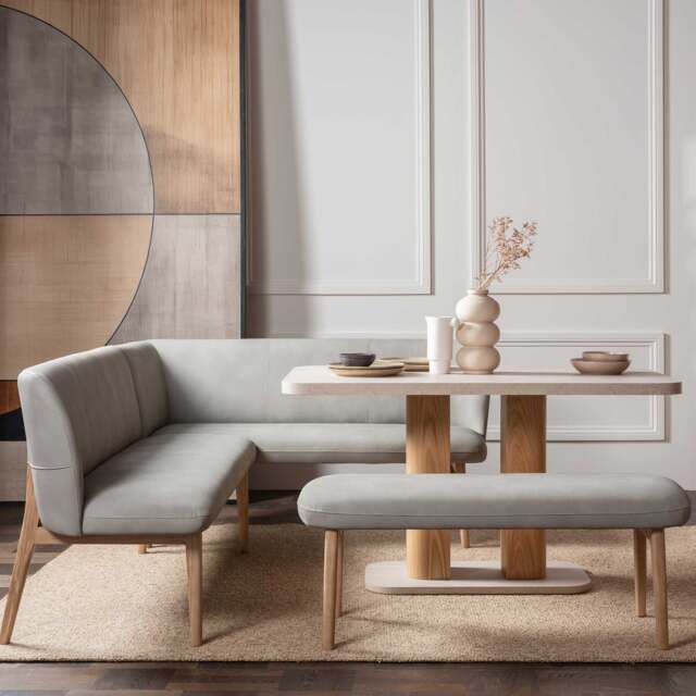 Harbour Dining Corner Set Left, Neutral Stone Effect - Barker & Stonehouse - image 1