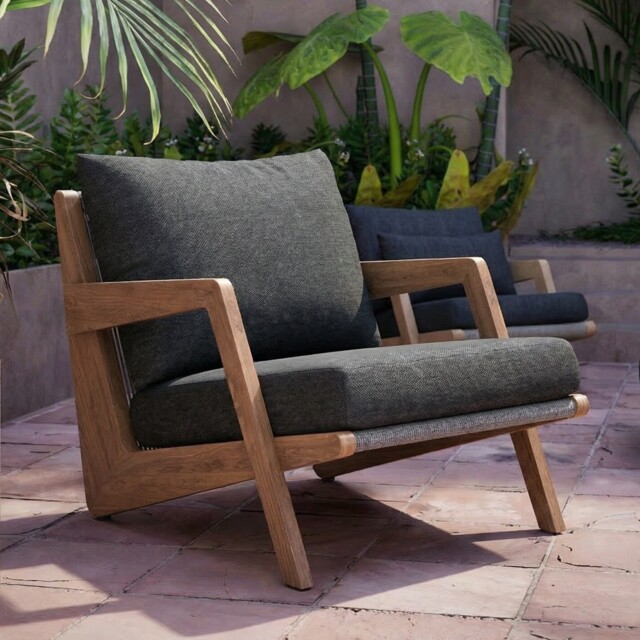 Tahiti Garden Lounge Chair, Wooden, Black - Barker & Stonehouse - image 1