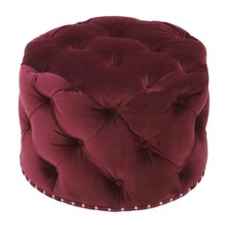 Timothy Oulton Lord Digsby Round Small Footstool, Red Fabric - Barker & Stonehouse - thumbnail 3