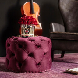 Timothy Oulton Lord Digsby Round Small Footstool, Red Fabric - Barker & Stonehouse - thumbnail 2