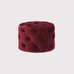 Timothy Oulton Lord Digsby Round Small Footstool, Red Fabric - Barker & Stonehouse - thumbnail 1