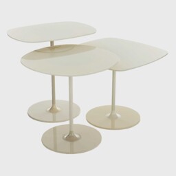 Kartell Thierry Set 3 Side Tables H40+H45+H50 White Glass - Barker & Stonehouse - thumbnail 4