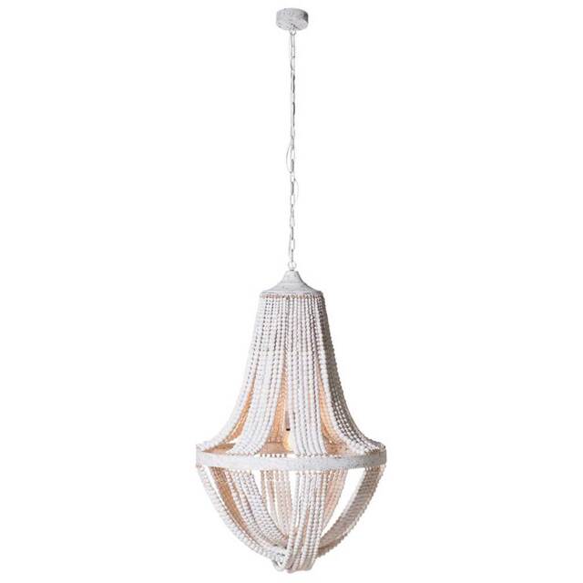Large Wooden Bead Chandelier, White - Barker & Stonehouse - image 1