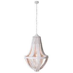 Large Wooden Bead Chandelier, White - Barker & Stonehouse