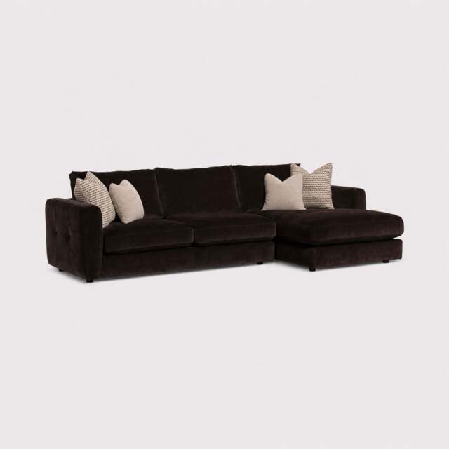 Bosham Large Chaise Corner Sofa Rhf, Brown Fabric - Barker & Stonehouse - image 1