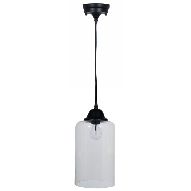 Clear Glass Drop Pendant Light, Black - Barker & Stonehouse - image 1