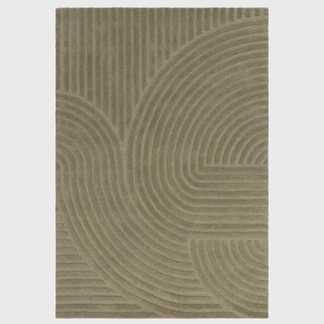 Curvone 160x230cm Rug Sage, Square, Green Wool - Barker & Stonehouse