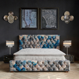 Timothy Oulton Cambridge Superking Super King Bed Uk 183X198Cm, Blue Velvet - Barker & Stonehouse - thumbnail 2
