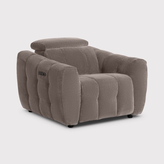 Montgomery Power Recliner Chair & Headrest, Grey Fabric - Barker & Stonehouse - image 1