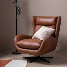 Uma Swivel Armchair, Brown Leather - Barker & Stonehouse - thumbnail 2