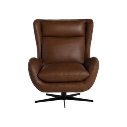 Uma Swivel Armchair, Brown Leather - Barker & Stonehouse - thumbnail 3