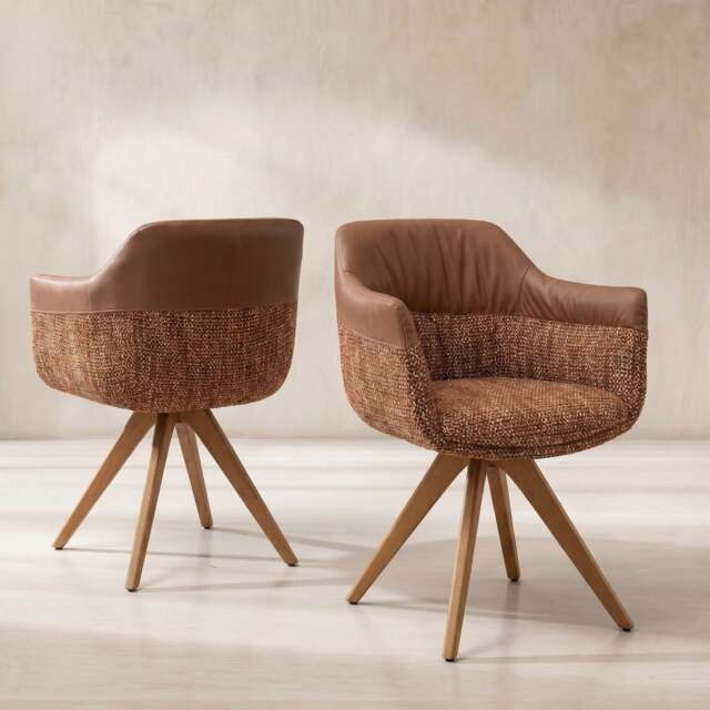 Dixon Swivel Dining Chair High Arm, Brown Fabric - Barker & Stonehouse - image 1