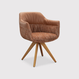 Dixon Swivel Dining Chair High Arm, Brown Fabric - Barker & Stonehouse - thumbnail 3