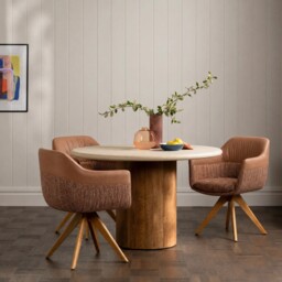 Dixon Swivel Dining Chair High Arm, Brown Fabric - Barker & Stonehouse - thumbnail 2