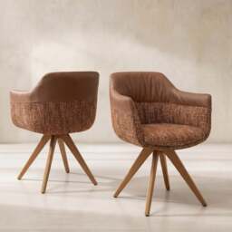 Dixon Swivel Dining Chair High Arm, Brown Fabric - Barker & Stonehouse - thumbnail 1