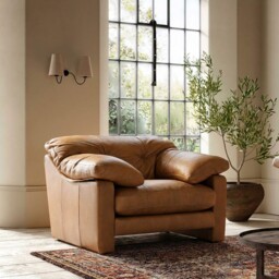 Penley Lounge Armchair, Brown Leather - Barker & Stonehouse - thumbnail 2