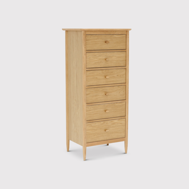 Ercol Teramo 6 Drawer Tall Chest, Brown Oak - Barker & Stonehouse - image 1