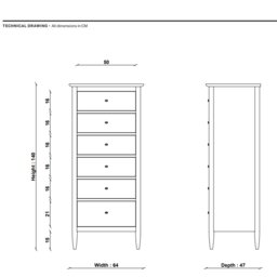 Ercol Teramo 6 Drawer Tall Chest, Brown Oak - Barker & Stonehouse - thumbnail 5