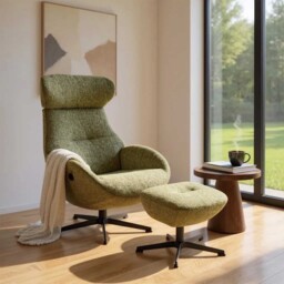 Conform Globe Swivel Recliner Chair, Green Fabric - Barker & Stonehouse - thumbnail 2