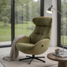 Conform Globe Swivel Recliner Chair, Green Fabric - Barker & Stonehouse - thumbnail 4