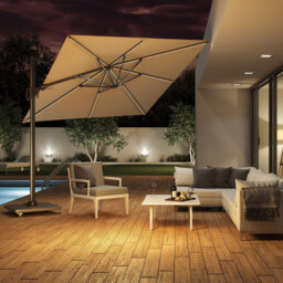 Lux Led Parasol 3x3 & Base with Wheels, Brown - Barker & Stonehouse - thumbnail 1