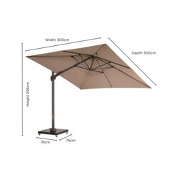 Lux Led Parasol 3x3 & Base with Wheels, Brown - Barker & Stonehouse - thumbnail 6