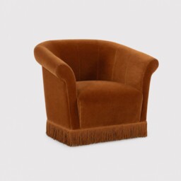 Lilou Trumpet Armchair With Fringe, Red Velvet - Barker & Stonehouse