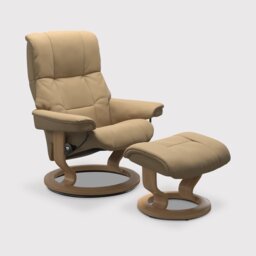 Stressless Mayfair Medium Recliner Chair & Stool, Neutral Leather - Barker & Stonehouse - thumbnail 1