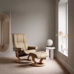 Stressless Mayfair Medium Recliner Chair & Stool, Neutral Leather - Barker & Stonehouse - thumbnail 2