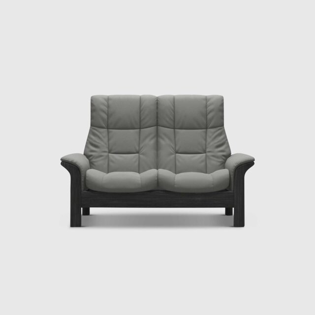 Stressless Windsor High Back 2 Seater Recliner Sofa, Grey Leather - Barker & Stonehouse
