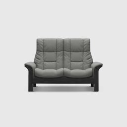 Stressless Windsor High Back 2 Seater Recliner Sofa, Grey Leather - Barker & Stonehouse